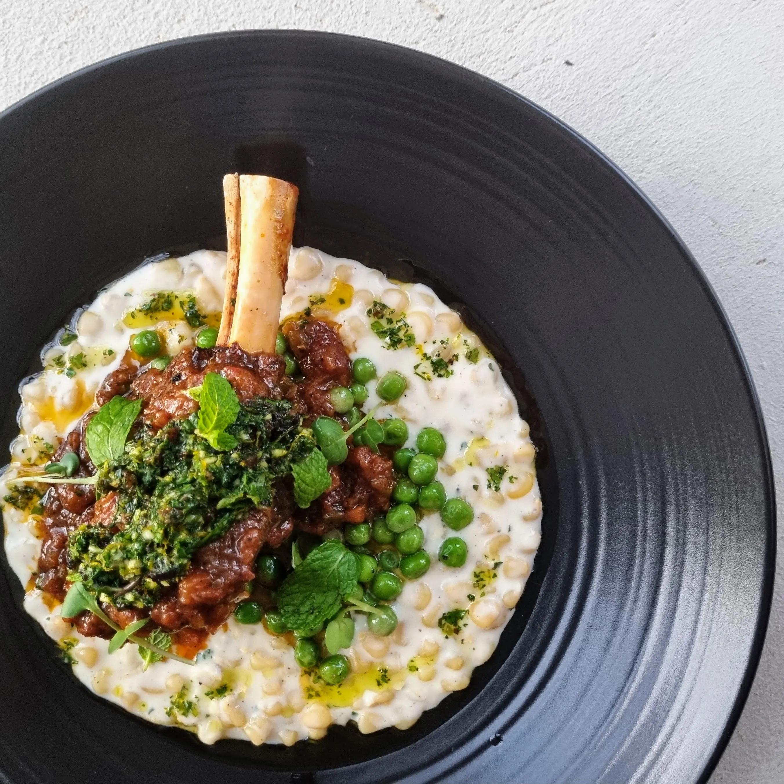 Braised Lamb Shank, Creamed Maize, Chumchurri, Mint