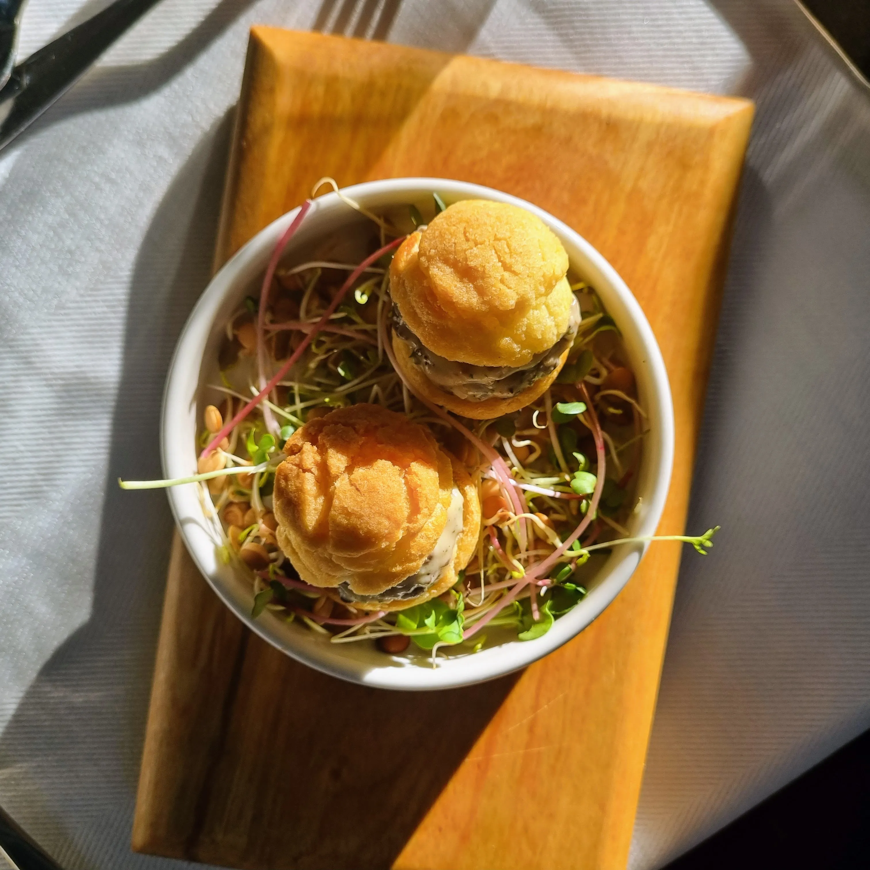 Mushroom And Truffle Choux, Miso Craquielin