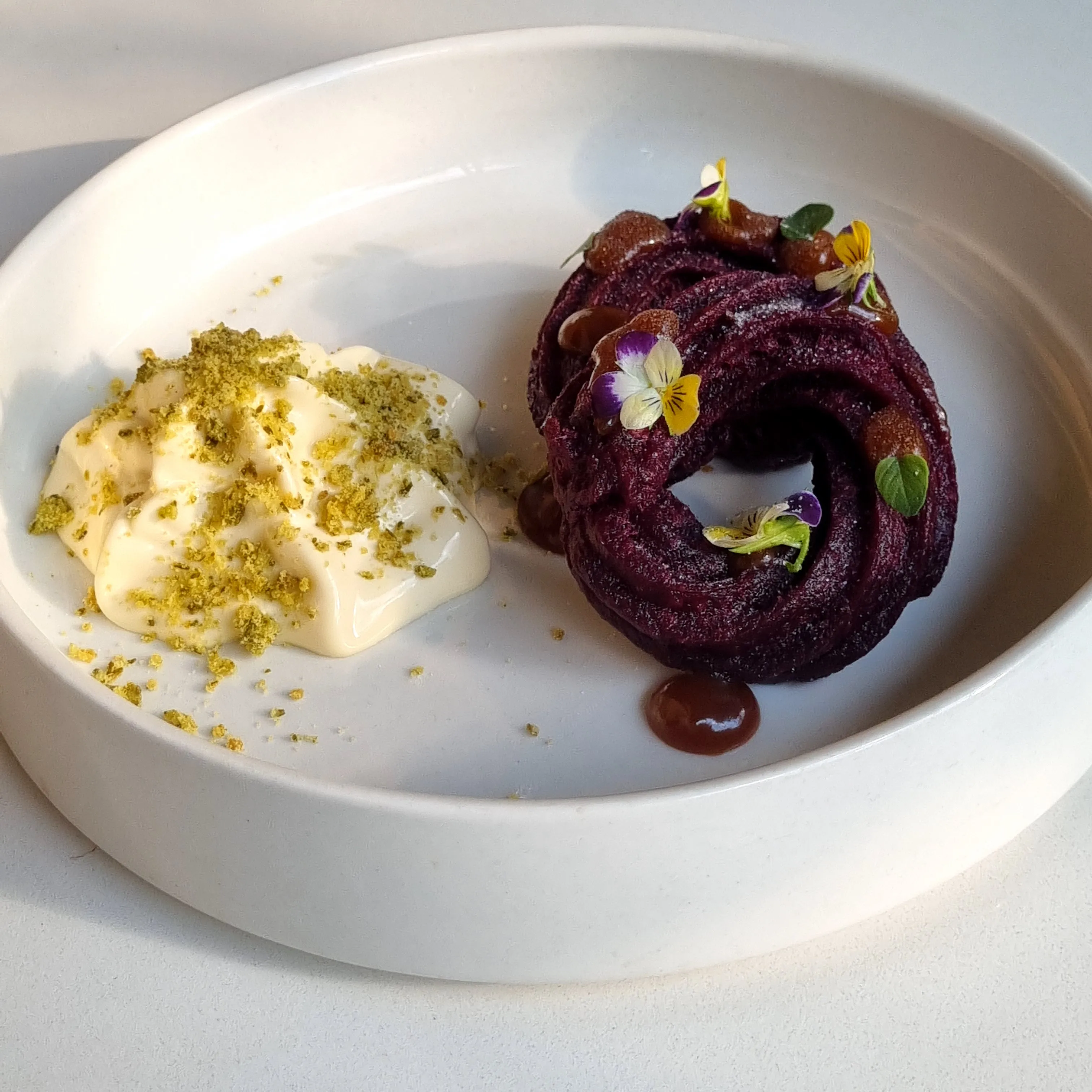 Rosella Churros, Gingerbread Caramel, Whipped Amarula Cream, Rosemary Crumble2